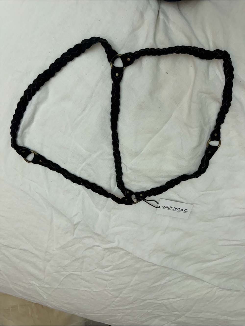 Black Suede Braided Leather Harness- Women's Accessory